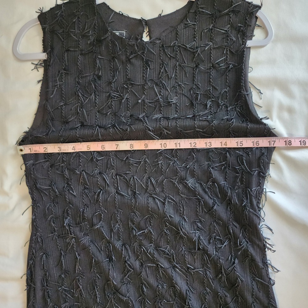 Ivonne Black Fringe Sleeveless Party Cocktail Dress - Size G - Picture 4 of 5
